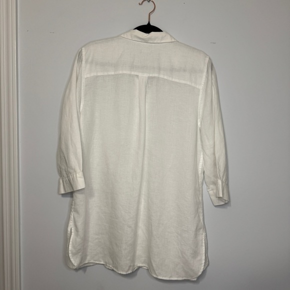 Chico’s No-Iron White Linen Button Down Shirt | Size 2 (US 12/14) - Picture 2 of 11